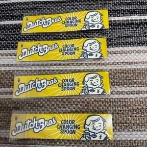 Dutch Bros Lot of 4 Color Changing‎ Spoons White Blue